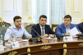 Andrey Bohdan, Vladimir Zelensky and Vladimir Groisman