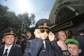 Boys in the form of railway workers