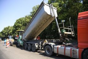 Road works on the section of the M-12 highway near Nemirov