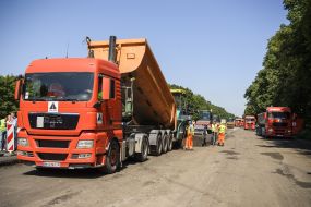 Road works on the section of the M-12 highway near Nemirov