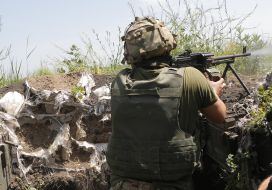 Ukrainian soldier in environmental protection zone
