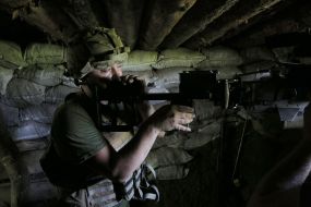 Ukrainian soldier in environmental protection zone