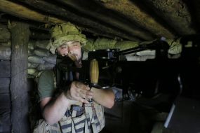 Ukrainian soldier in environmental protection zone