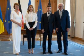 Эльке Бюденбендер, Елена Зеленская, Владимир Зеленский и Франк-Вальтер Штайнмайер