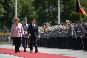 Angela Merkel and  Vladimir Zelensky
