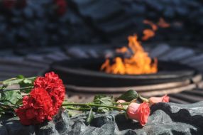 Carnations and roses near the Eternal Flame