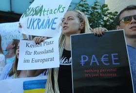 Picket of the embassies of the countries that supported the return of Russia to the PACE