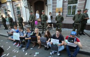 Picket of the embassies of the countries that supported the return of Russia to the PACE