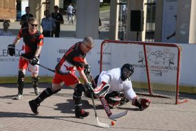 In Lviv, played street hockey with Canadians