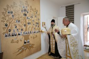 The priests sanctify the Family tree of the Shukhevych family