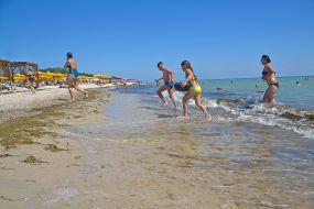 People come out of the water