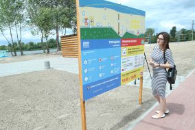 Woman near the information stand