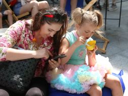 Girl is eating the ice cream