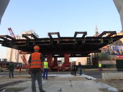 Installation and transportation of the second span of the new bridge shuliavska