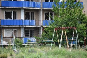 Destroyed by shelling the nine-floor house