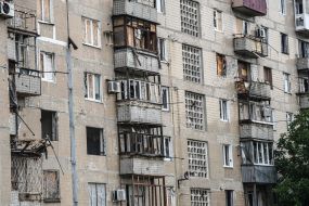 Destroyed by shelling the nine-floor house