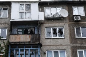 Destroyed by shelling the nine-floor house