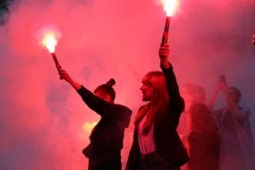 Participants of the rally lit fire near the Security Service of Ukraine