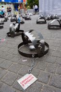 The traps during the protest in Kherson