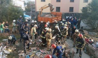 Ликвидация последствий обрушения жилого дома в Дрогобыче