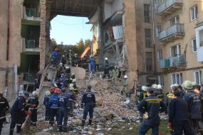 Ликвидация последствий обрушения жилого дома в Дрогобыче