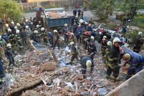 Ликвидация последствий обрушения жилого дома в Дрогобыче