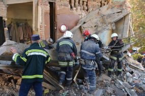 Ликвидация последствий обрушения жилого дома в Дрогобыче