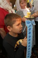 The boy during the liturgy