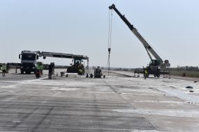 Repair work on the runway