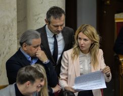 Serhiy Rakhmanin, Svyatoslav Vakarchuk and Lesya Vasylenko