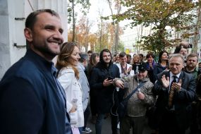 Владимир Вятрович во время акции в его поддержку