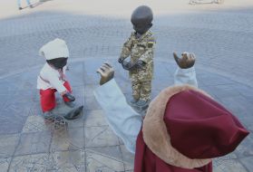 Sculptural composition "Children who let the boats" or "Children - the founders of Kiev"