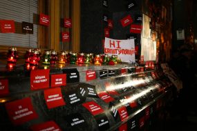 Stickers on the Presidential Office building