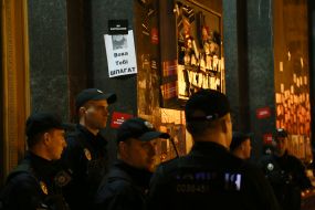 Stickers on the Presidential Office building