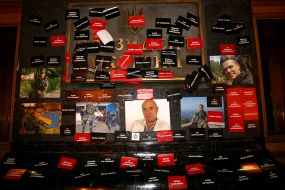 Stickers on the Presidential Office building