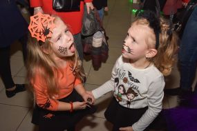 Girls in Halloween costumes