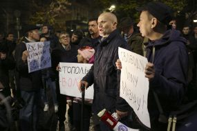 Activists outside the Embassy of Poland