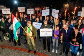 The participants of the funeral procession on the occasion of honoring the memory of victims of Stalinist repression