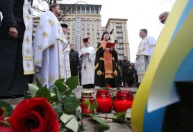 Clergy during a prayer service to commemorate the Heavenly Hundred Heroes