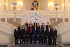 Participants in the opening of the 12th session of the Parliamentary Assembly of the Organization for Democracy and Economic Development