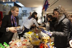 Counter with national products from the Czech Embassy