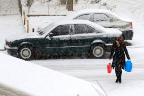 The first snow in Uzhgorod