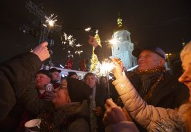Встреча Нового года на Софийской площади в Киеве