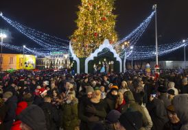 Встреча Нового года на Софийской площади в Киеве