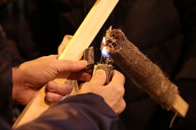 Participants of the torchlight procession