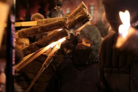 Participants of the torchlight procession