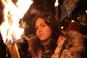 Participants of the torchlight procession