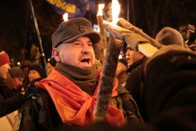 Participants of the torchlight procession