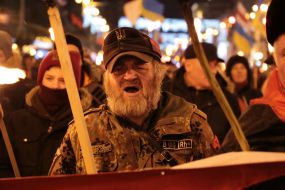 Participants of the torchlight procession