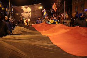 Participants of the torchlight procession